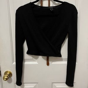 Cropped back long sleeve shirt